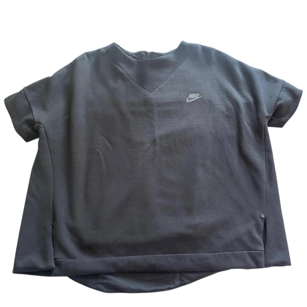 Nike Women’s Black Athletic Tech Fleece Crew Neck Short Sleeve Zip Sweatshirt XL